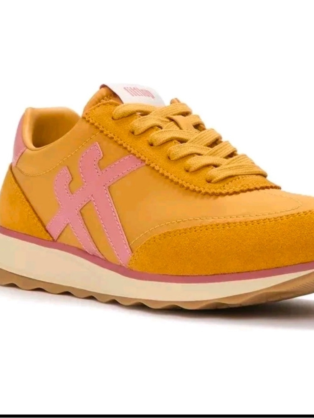 FITFLOP Retro-Q Fabric/Suede Turmeric/Desert Blush Sneakers Women's 8.5 NIB